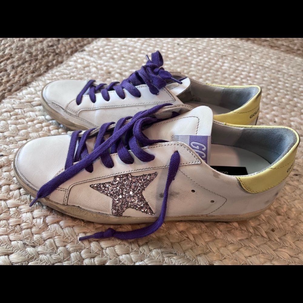 Golden goose yellow and purple sneakers size 38